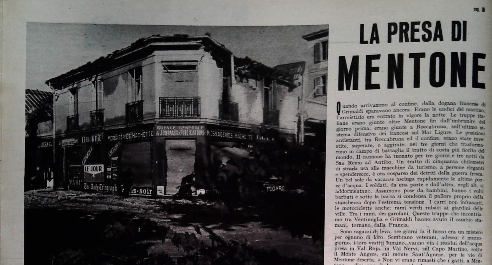 LA PRESA DI MENTONE - CLIPPING-RITAGLIO DI GIORNALE