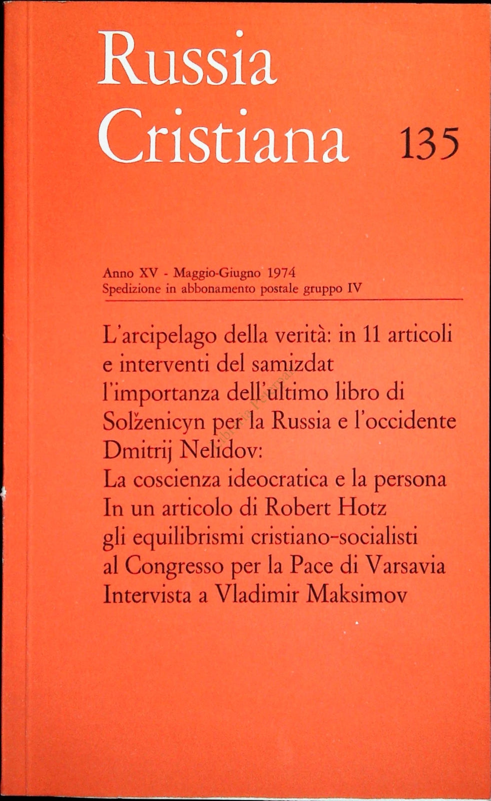 RUSSIA CRISTIANA N. 135 - MAGGIO-GIUGNO 1974