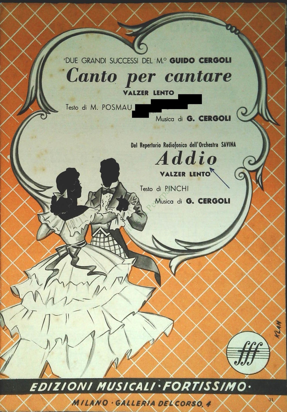 CANTO PER CANTARE. valzer lento - ADDIO. valzer lento - SPARTITO-SHEET MUSIC