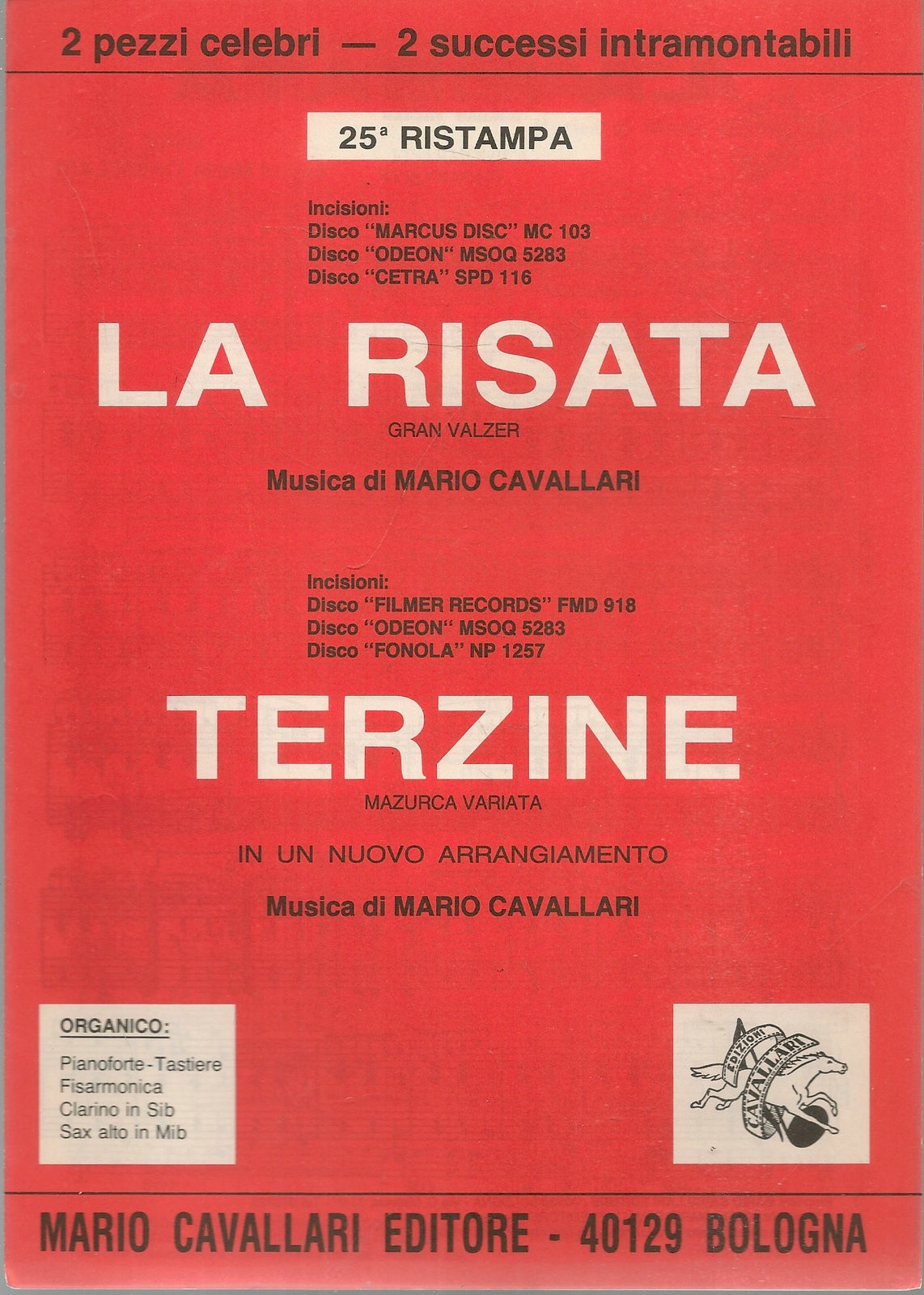 LA RISATA - TERZINE MARIO CAVALLARI - SPARTITO-SHEET MUSIC
