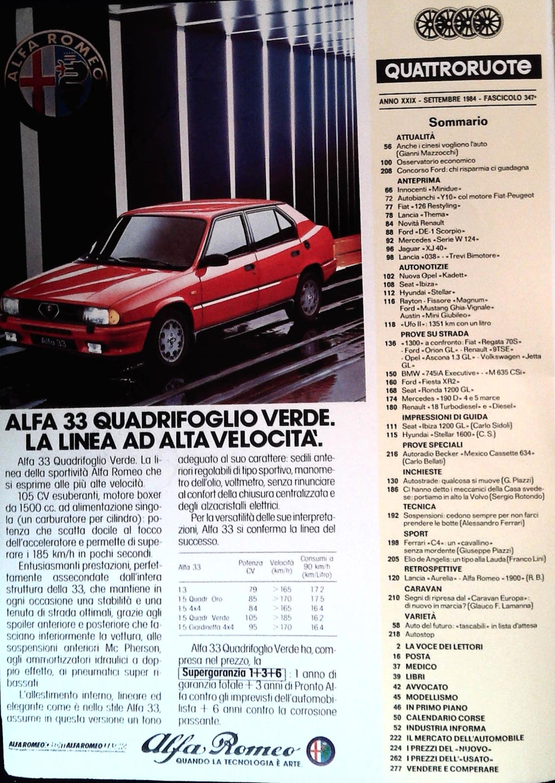 QUATTRORUOTE N. 347 - SETTEMBRE 1984