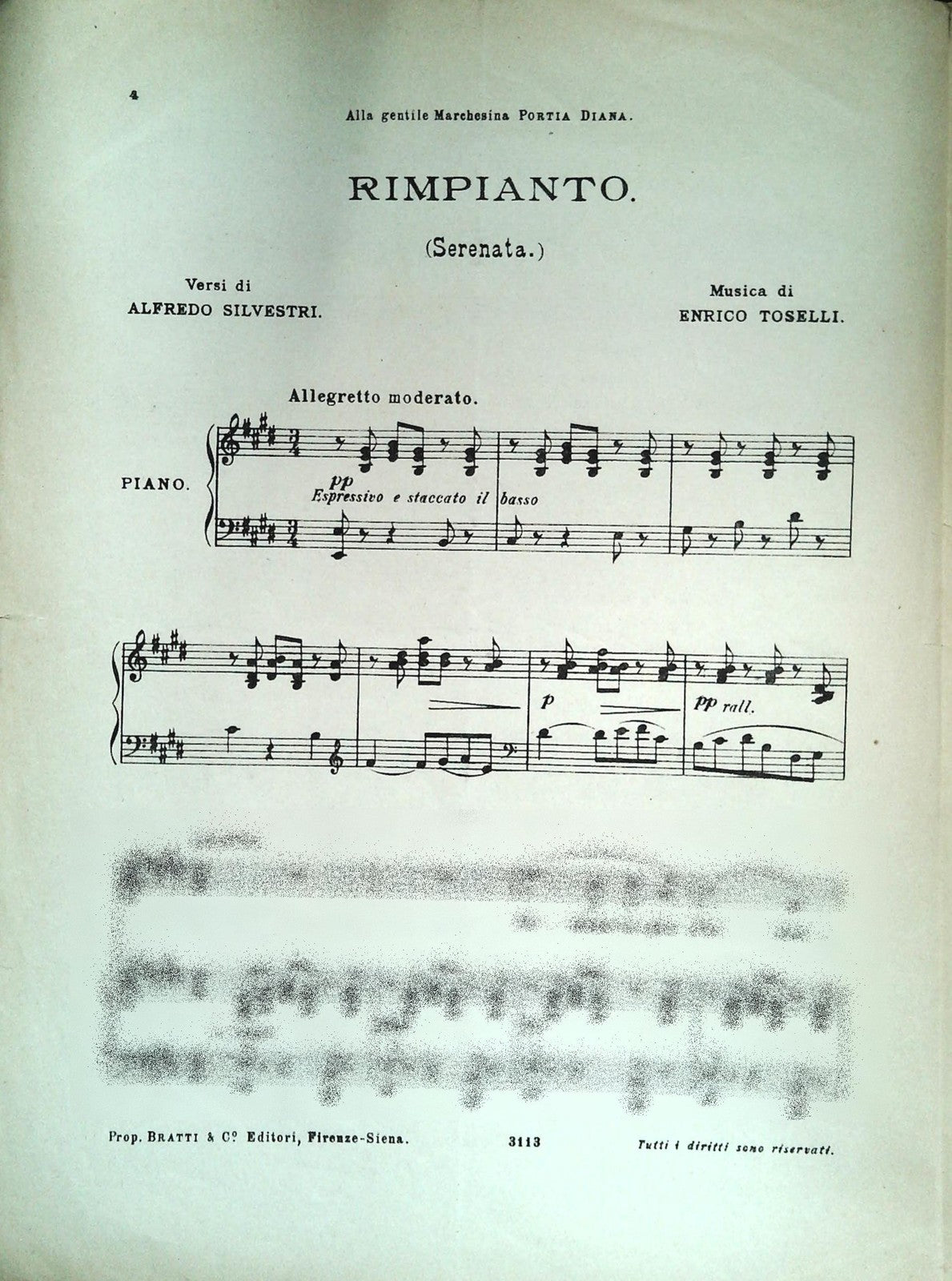 RIMPIANTO - ENRICO TOSELLI - SPARTITO-SHEET MUSIC