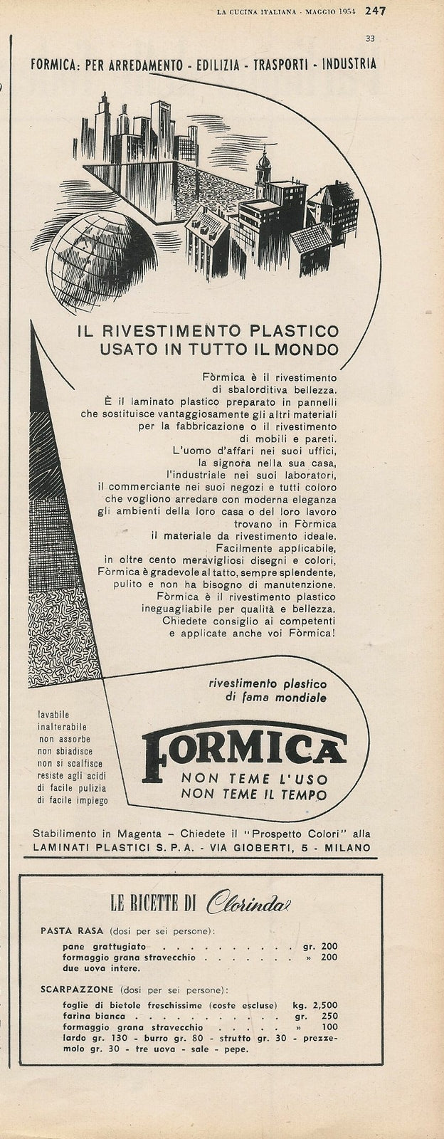 FORMICA. RIVESTIMENTO PLASTICO DI FAMA MONDIALE - ADVERTISING