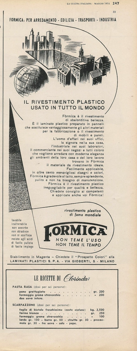 FORMICA. RIVESTIMENTO PLASTICO DI FAMA MONDIALE - ADVERTISING