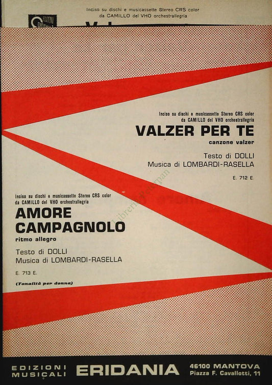 VALZER PER TE.valzer - AMORE CAMPAGNOLOritmo allegro - SPARTITO-SHEET MUSIC