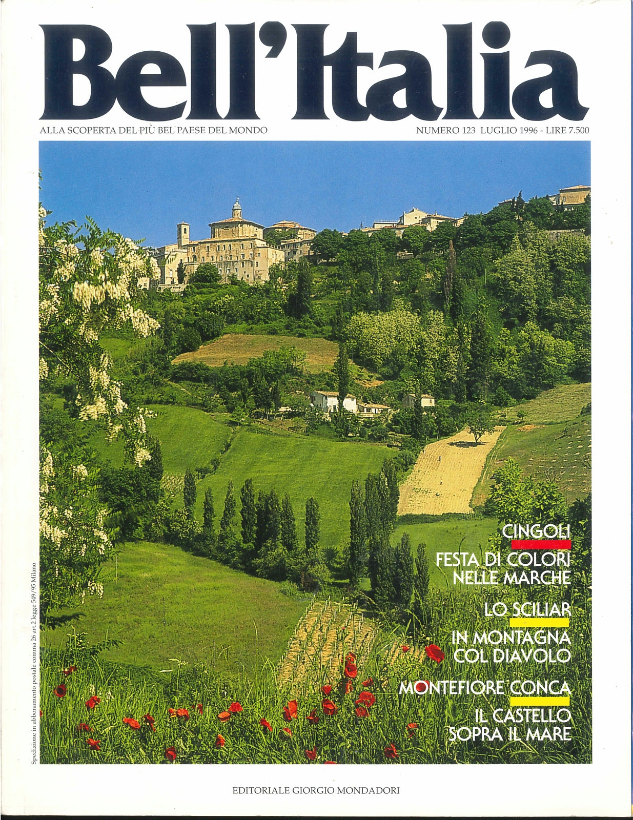 BELL'ITALIA N. 123 -LUGLIO 1996 - CINGOLI - SCILIAR - MONTEFIORE CONCA