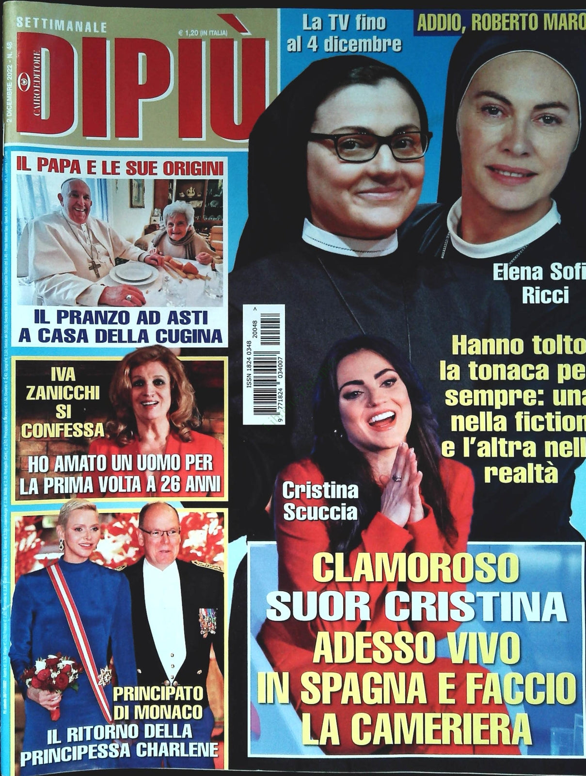 DI PIU' 2 DICEMBRE 2022 - SUOR CRISTINA - IVA ZANICCHI - ELENA SOFIA RICCI