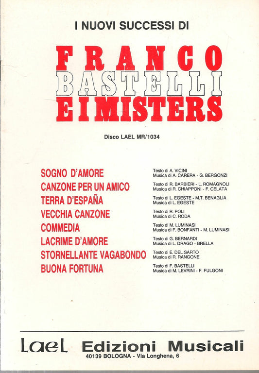 FRANCO BASTELLI E I MISTERS - 8 BRANI - SPARTITO-SHEET MUSIC