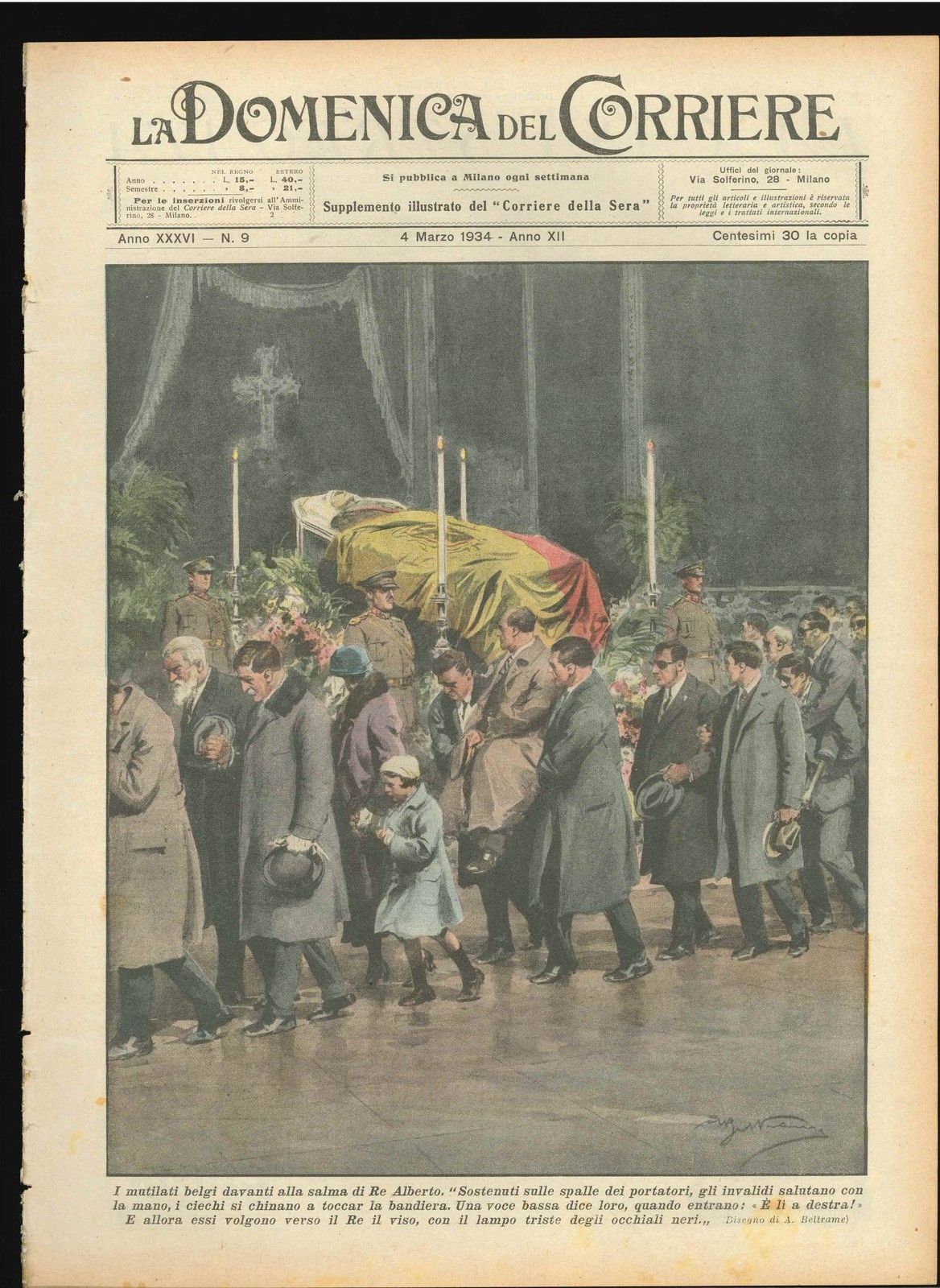 DOMENICA DEL CORRIERE N 9 - 4 MARZO 1934 - ILL. A. BELTRAME
