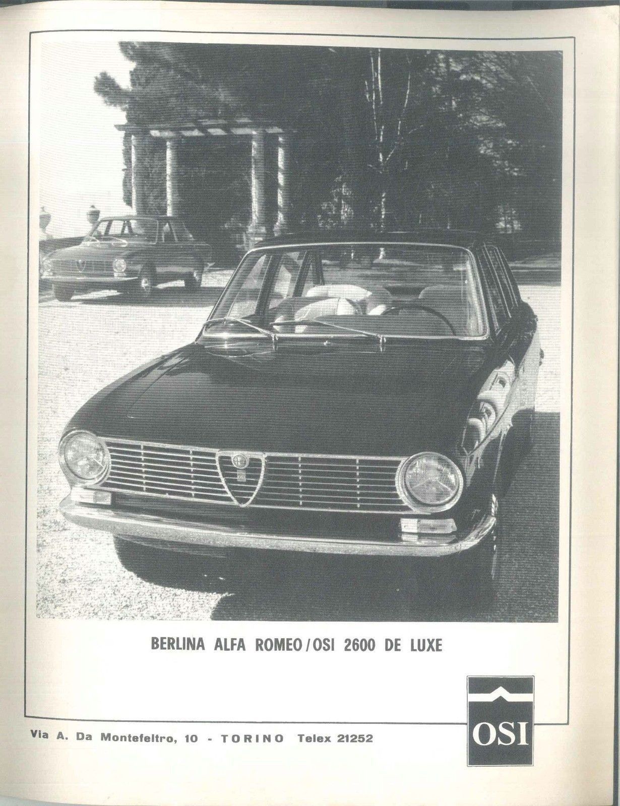 ALFAROMEO OSI 2600 DE LUXE- AUTO - ADVERSITING