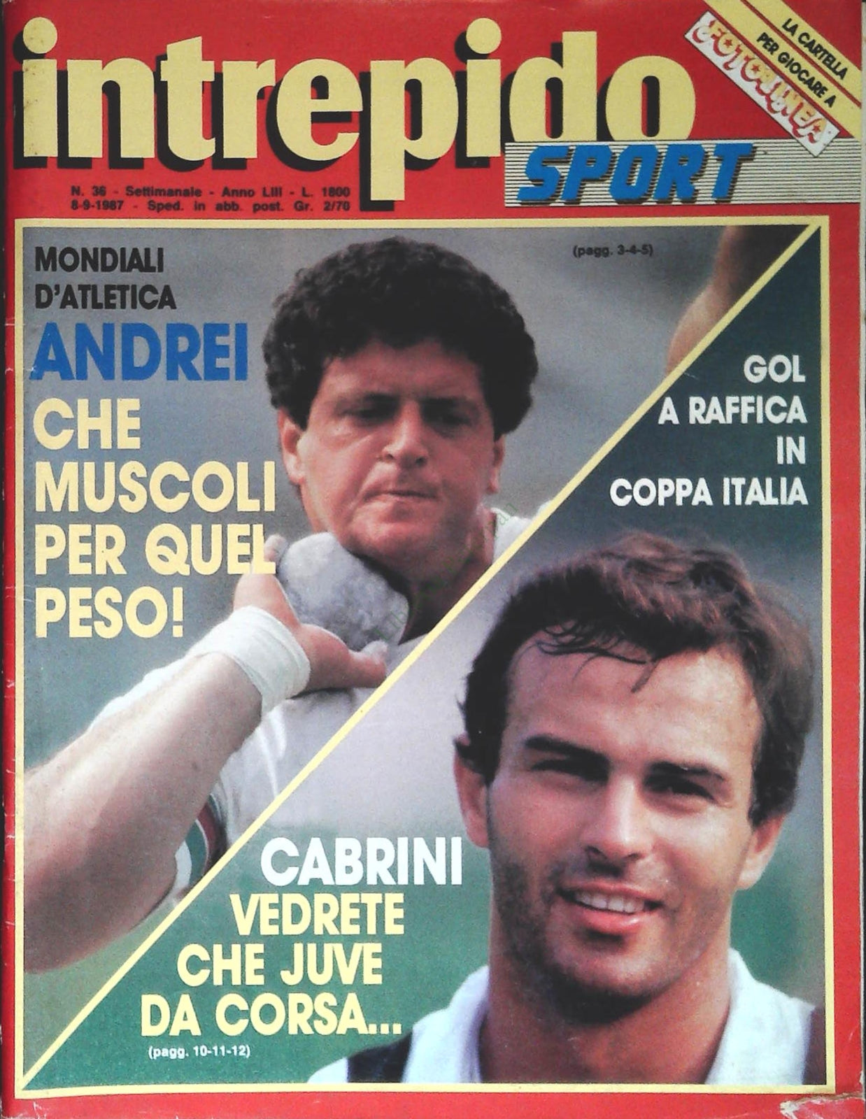 INTREPIDO SPORT 8 SETTEMBRE 1987 - CABRINI - ANDREI