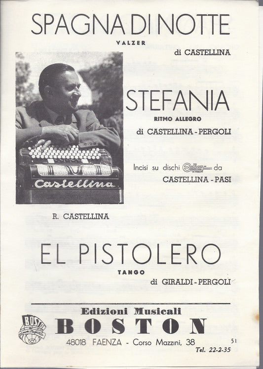 SPAGNA DI NOTTE - STEFANIA - EL PISTOLERO # SPARTITO - R. Castellina