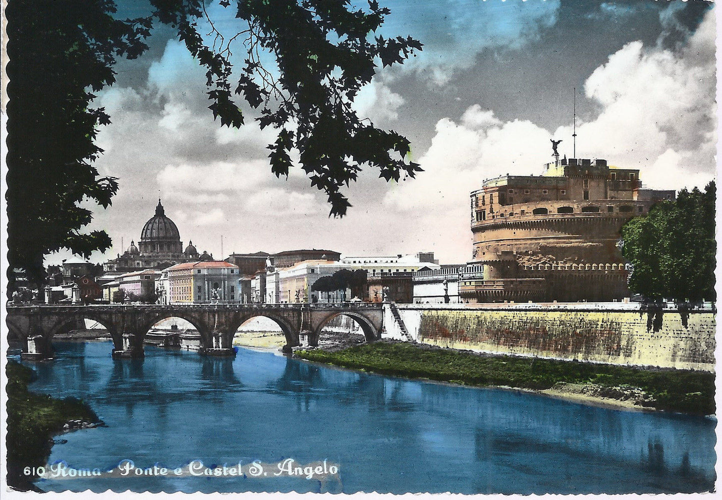ROMA - PONTE E CASTEL S. ANGELO - V 1961 - ACQUERELLATA - FG