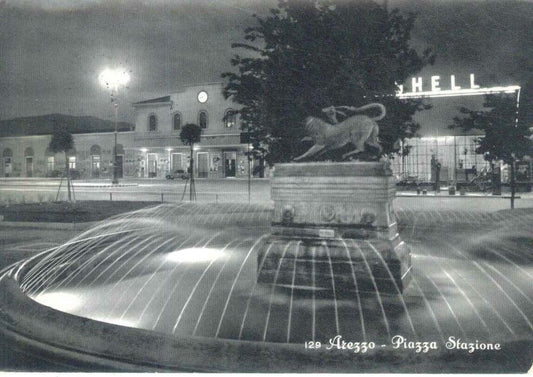 AREZZO - PIAZZA STAZIONE - NOTTURNO - V1956