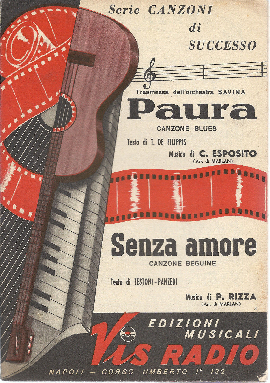 PAURA (De Filippis-Esposito) - SENZA AMORE (Testoni, Panzeri - Rizza) # SPARTITO