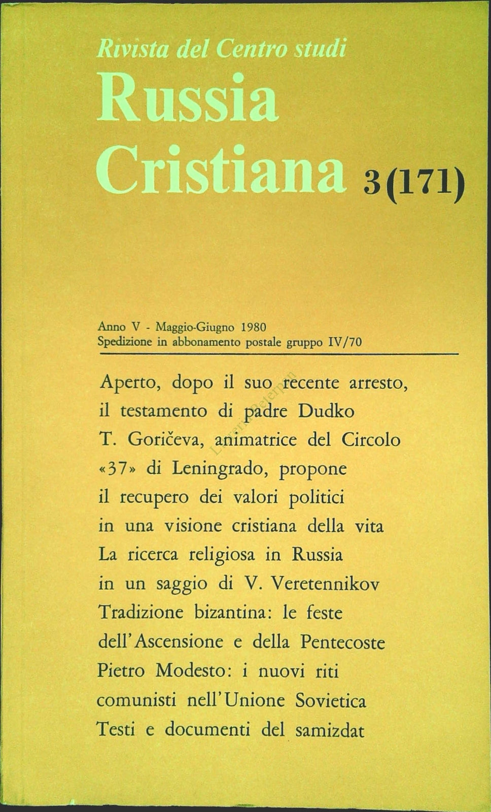 RUSSIA CRISTIANA N. 171 - MAGGIO-GIUGNO 1980