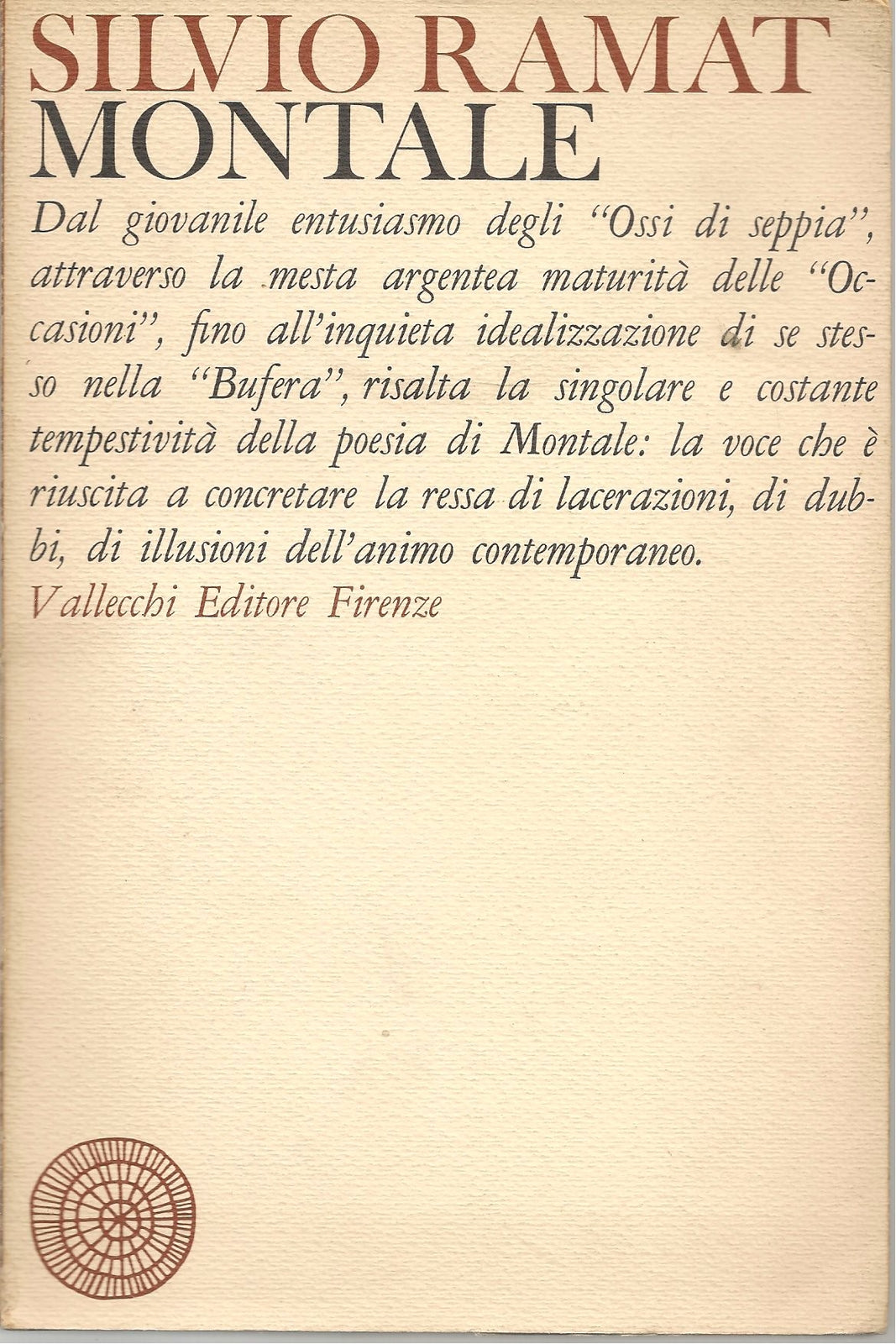 MONTALE - SILVIO RAMAT