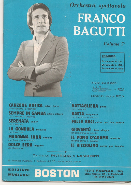 ORCHESTRA SPETTACOLO FRANCO BAGUTTI - 12 BRANI - SPARTITO-SHEET MUSIC