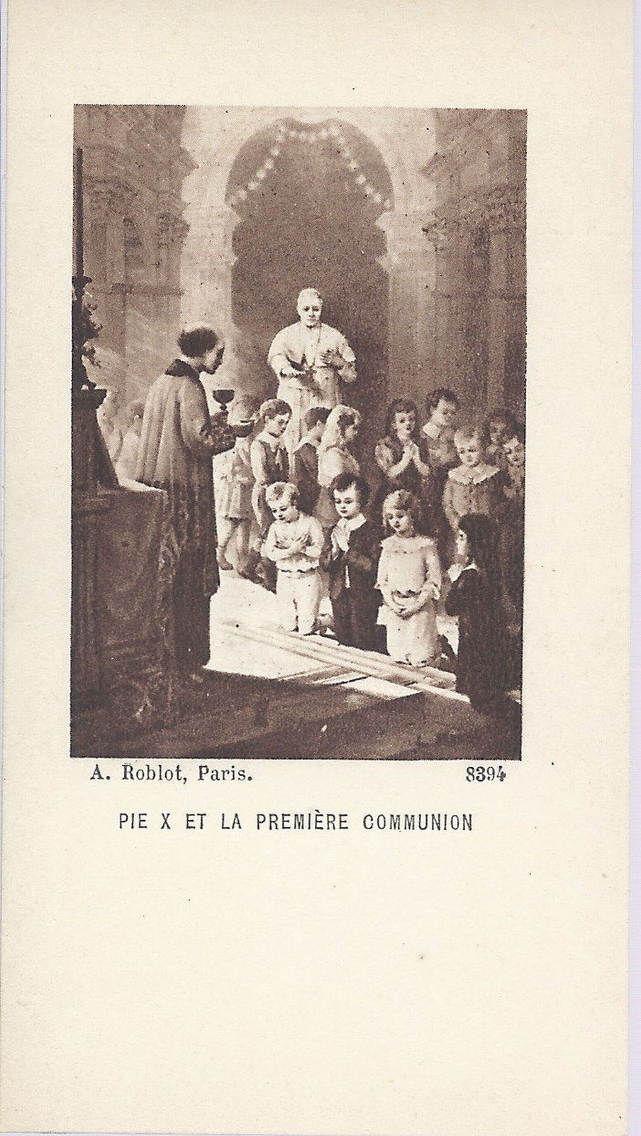 PIE X ET LA PREMIERE COMMUNION - SANTINO - HOLY CARD - (Fran
