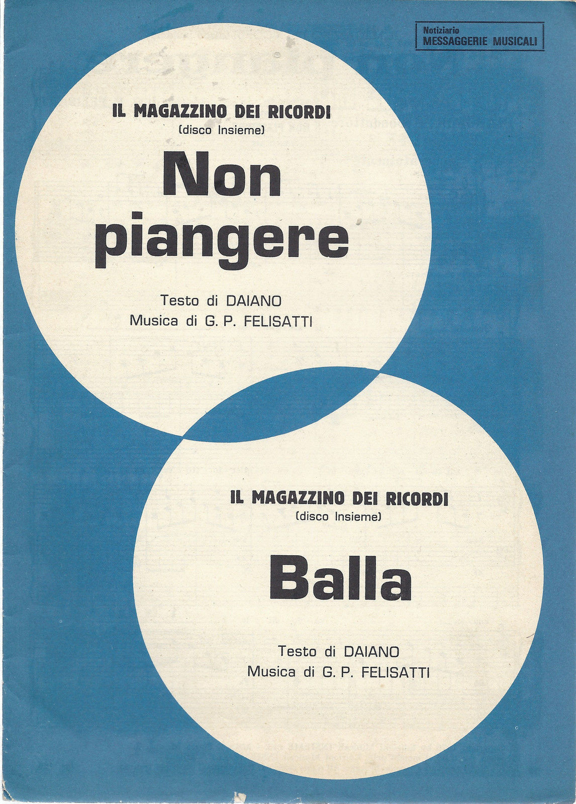 NON PIANGERE - BALLA (Daiano - G. P. Felisatti) # SPARTITO