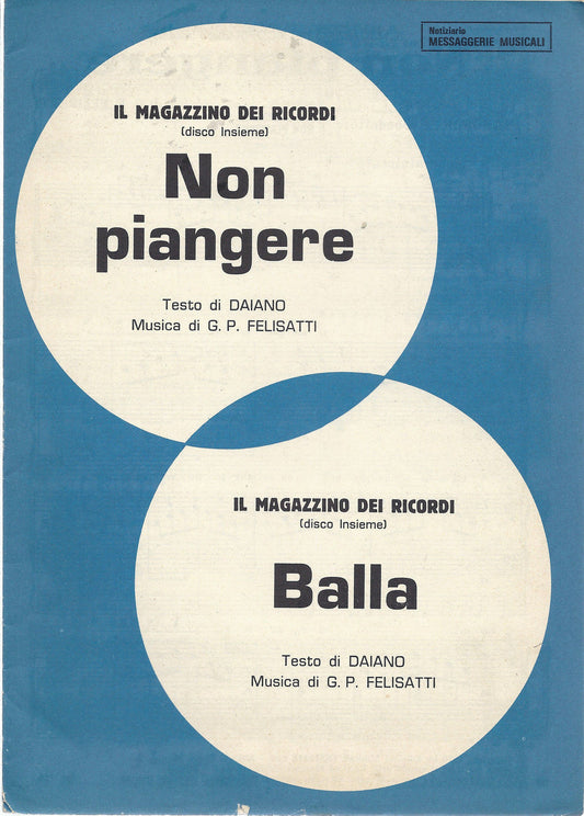 NON PIANGERE - BALLA (Daiano - G. P. Felisatti) # SPARTITO