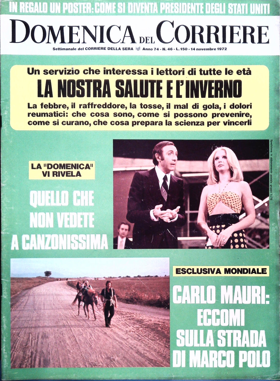 DOMENICA DEL CORRIERE 14 NOVEMBRE 1972 - CARLO MAURI - CANZONISSIMA