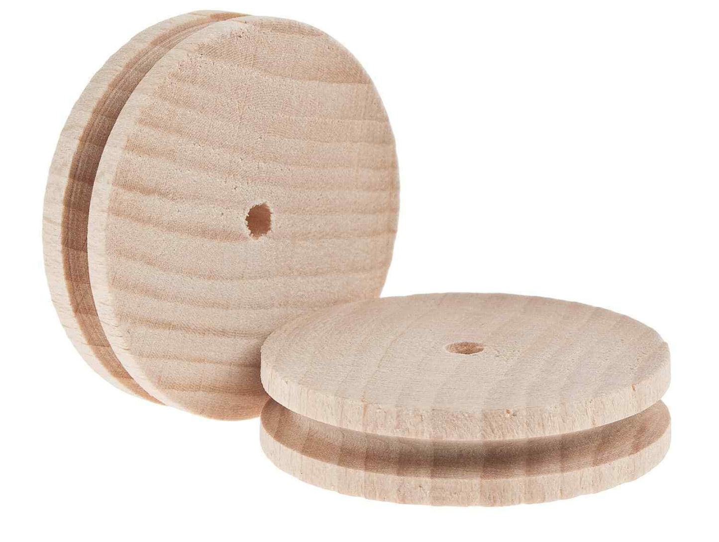 RUOTE PASSACORDICELLA IN LEGNO FORO 4 DIAM. 40 X SP. 10 MILLIMETRI-CONF 2 PEZZI