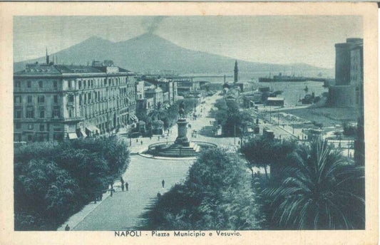 NAPOLI - PIAZZA MUNICIPIO E VESUVIO - V1934 - AZZURRATA