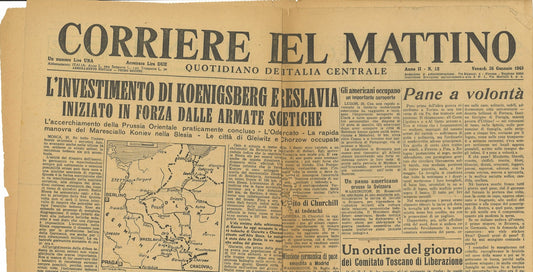 IL CORRIERE DEL MATTINO 26 GENNAIO 1945 -OFFENSIVA KOENIGSBERG E BRESLAVIA