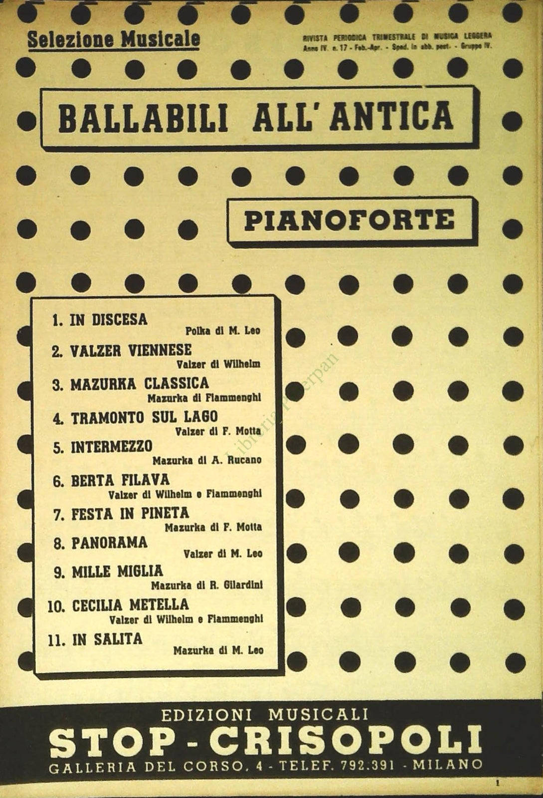 BALLABILI ALL'ANTICA - 11 BRANI - SPARTITO-SHEET MUSIC
