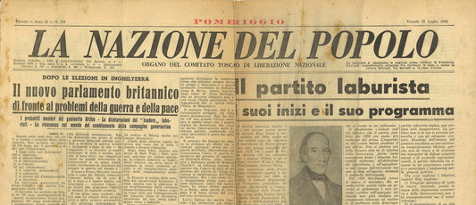 LA NAZIONE DEL POPOLO 27 LUGLIO 1945 - PARLAMENTO BRITANNICO-TRATTATIVE GIAPPONE