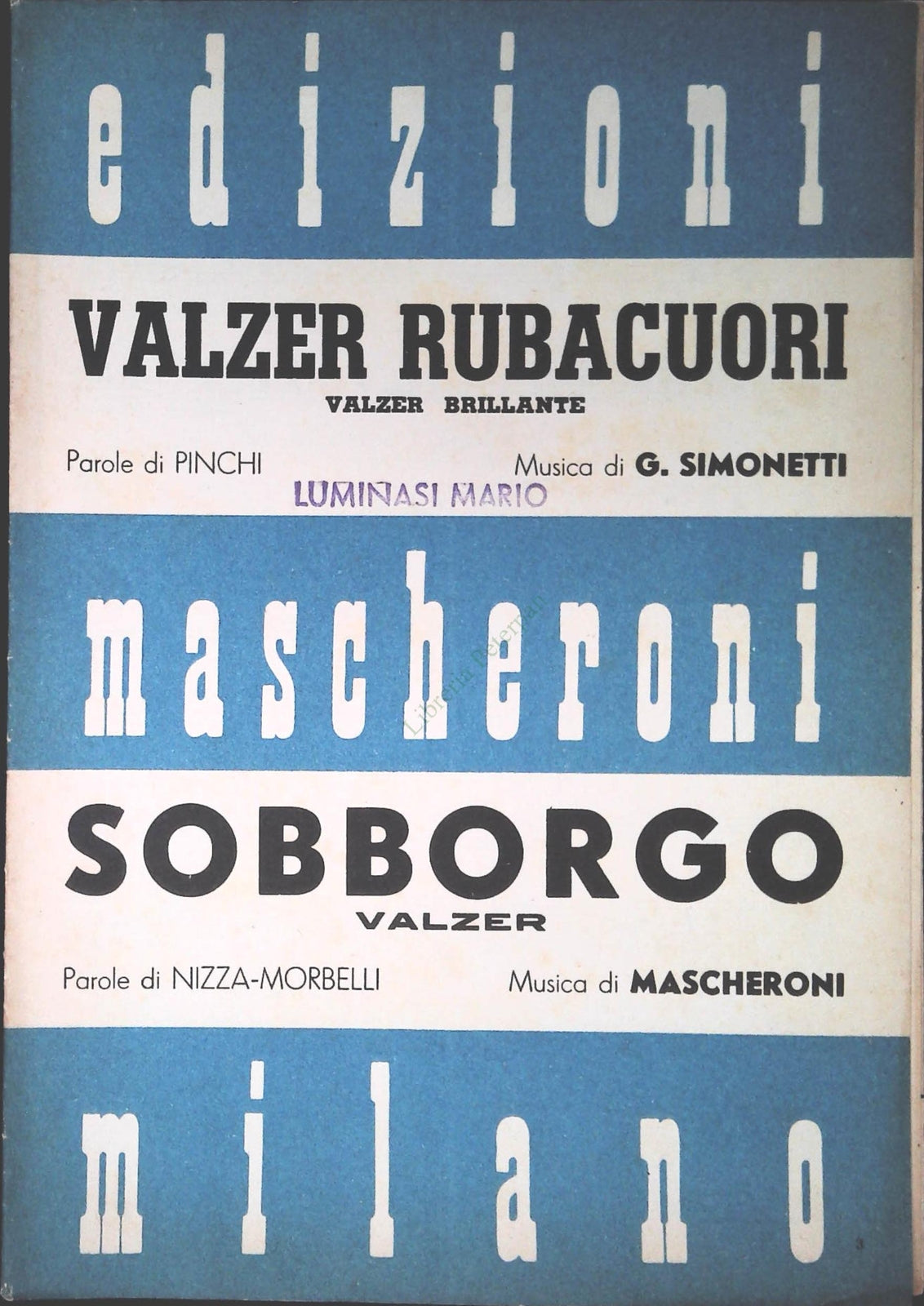 VALZER RUBACUORI. valzer - SOBBORGO. valzer - SPARTITO-SHEET MUSIC