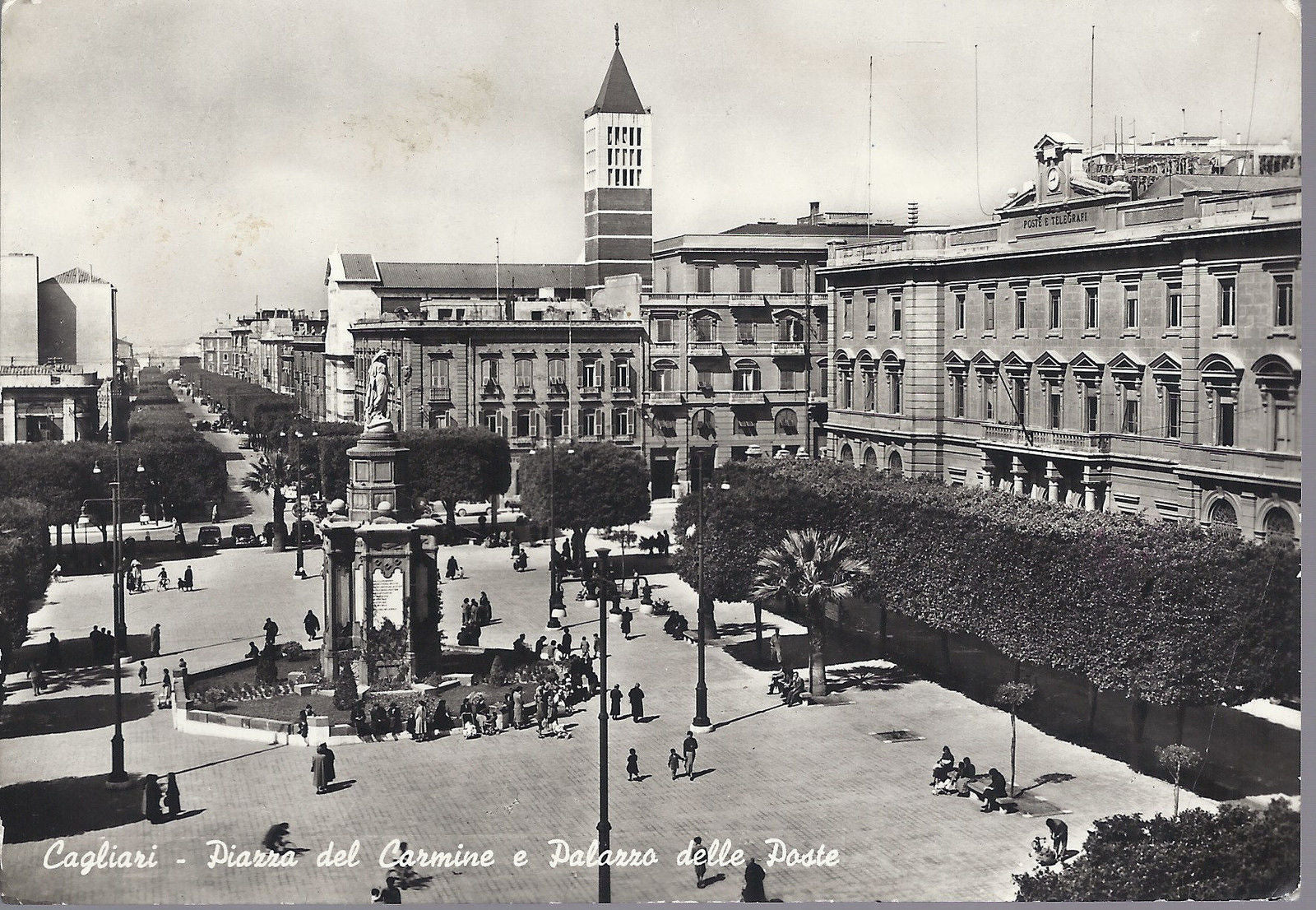 CAGLIARI - PIAZZA DEL CARMINE E PALAZZO DELLE POSTE - V SD - FG - animata