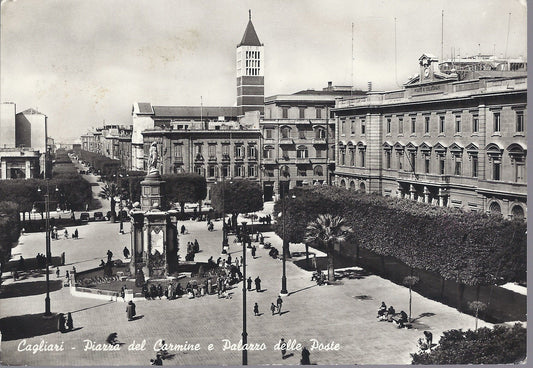 CAGLIARI - PIAZZA DEL CARMINE E PALAZZO DELLE POSTE - V SD - FG - animata