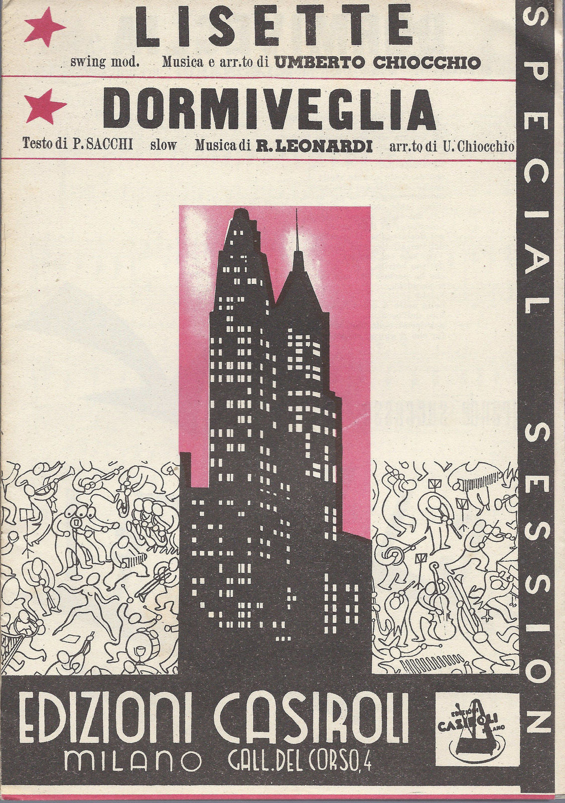 LISETTE  U. Chiocchio - DORMIVEGLIA  P.Sacchi-R.Leonardi # SPARTITO