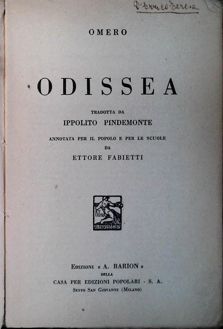 ODISSEA - TRADUZIONE IPPOLITO PINDEMONTE - BARION 1934