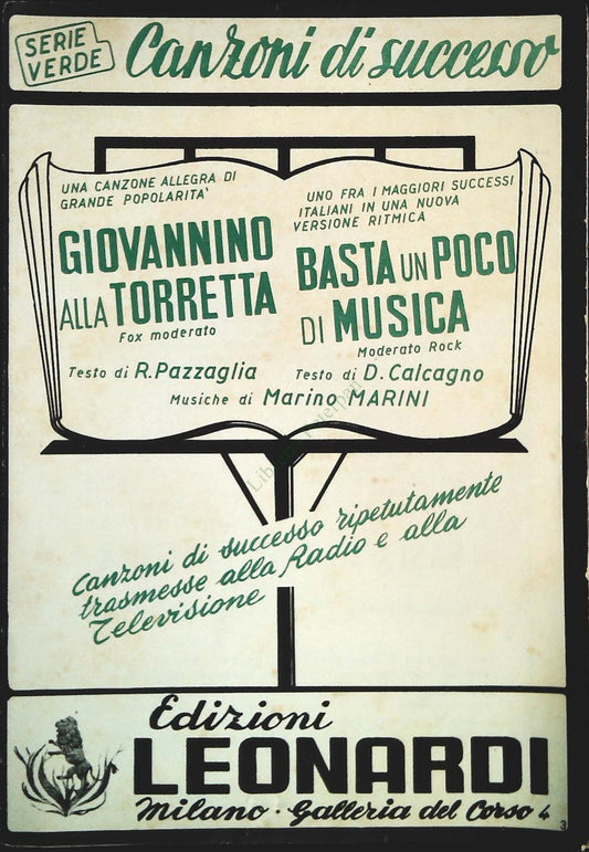 GIOVANINO ALLA TORRETTA - BASTA UN POCO DI MUSICA - SPARTITO-SHEET MUSIC