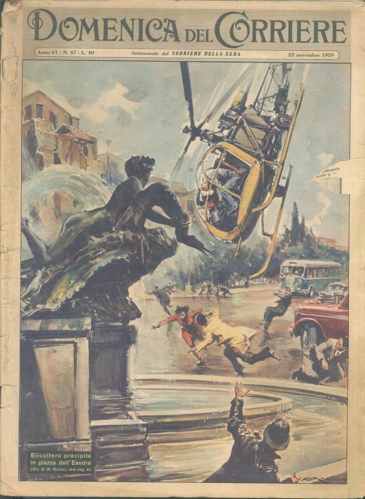 DOMENICA DEL CORRIERE N 47 - 22  NOVEMBRE 1959 - ILL. WALTER MOLINO