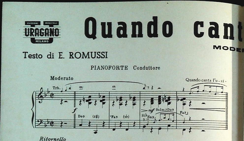 QUANDO CANTA L'USIGNOLO - LA MIA STRADA - SPARTITO-SHEET MUSIC