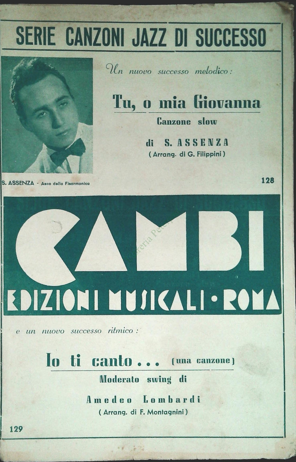 TU O MIA GIOVANNA.slow - IO TI CANTO. moderato swing - SPARTITO-SHEET MUSIC