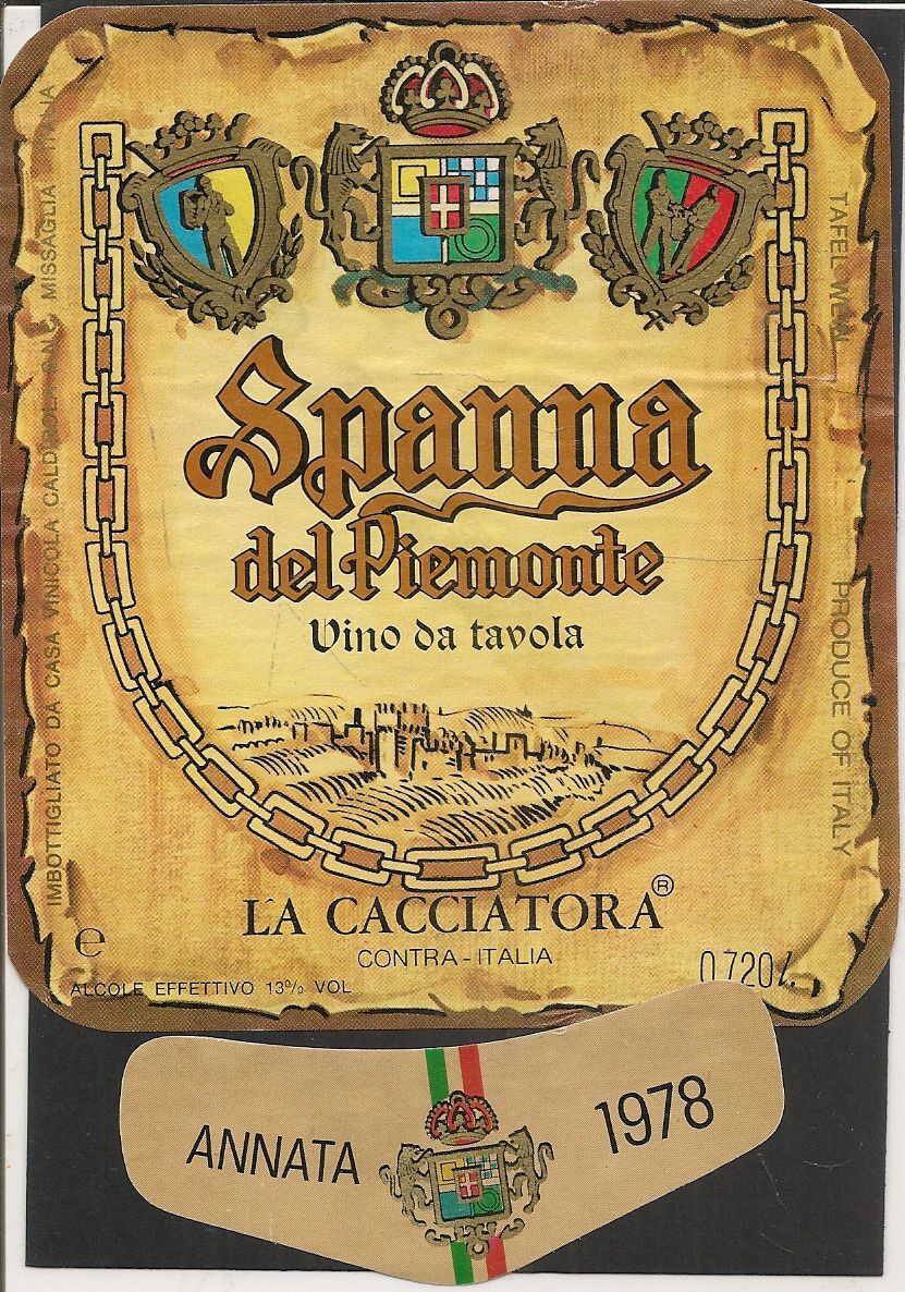 SPANNA DEL PIEMONTE 1978 - LA CACCIATORA - ETCIHETTA VINO
