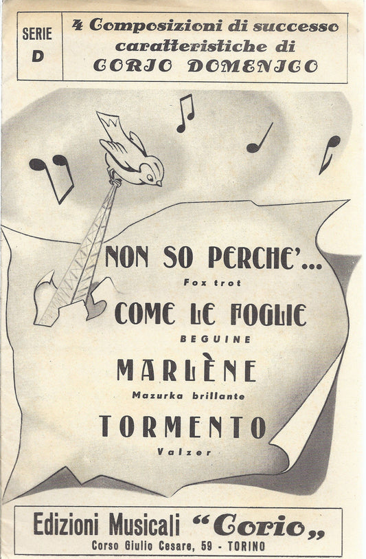 NON SO PERCHE' - COME LE FOGLIE - MARLENE - TORMENTO  Domenico Corio # SPARTITO