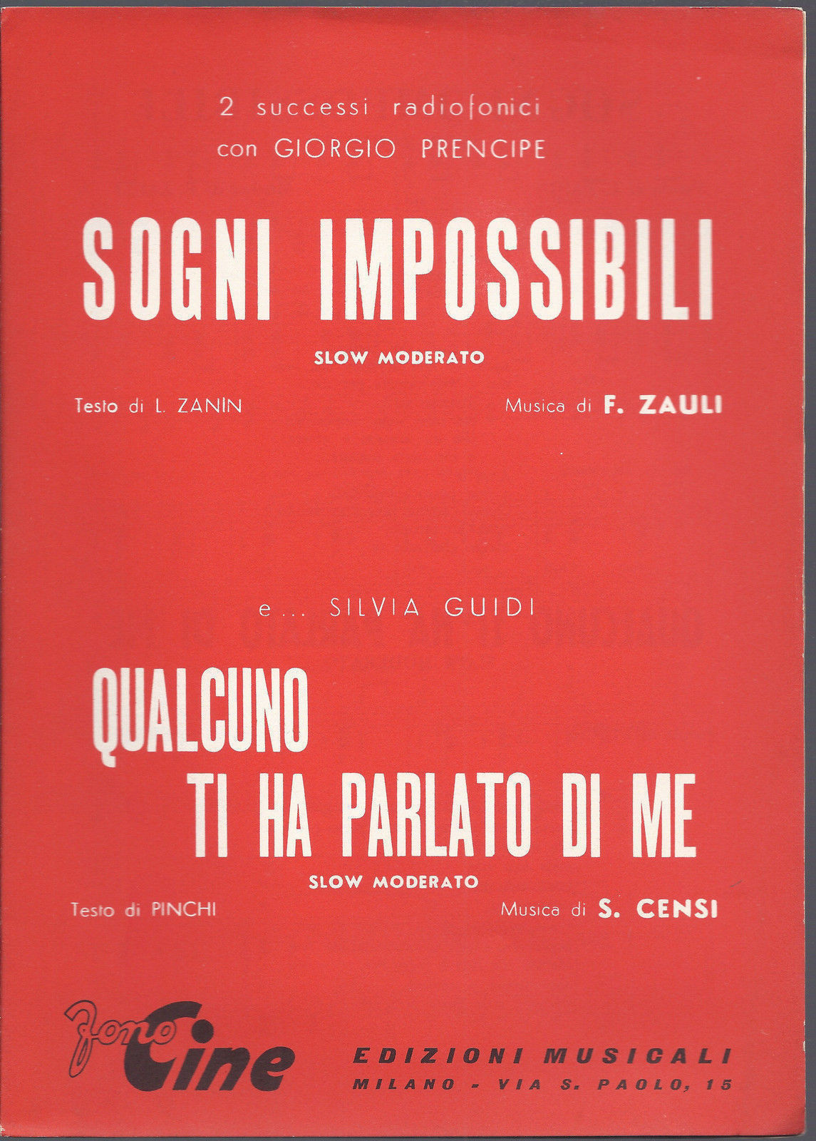 SOGNI IMPOSSIBILI  F. Zauli - QUALCUNO TI HA PARLATO DI ME  S. Censi # SPARTITO
