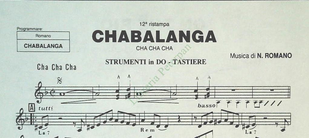 CHABALANGA. cha cha cha -ON THE RIO. samba - SPARTITO-SHEET MUSIC