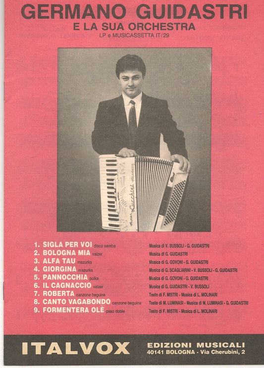 GERMANO GUIDASTRI E LA SUA ORCHESTRA-9 BRANI - SPARTITO-SHEET MUSIC
