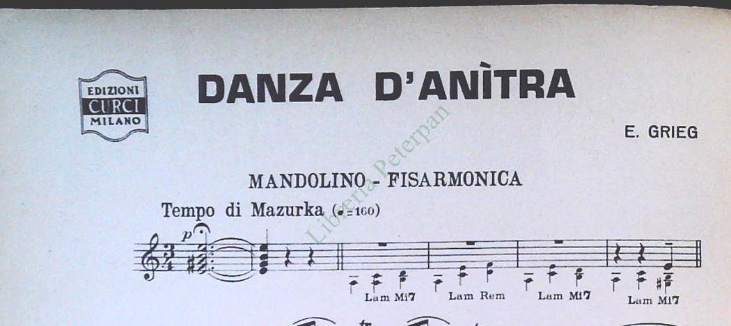 GRIEG - DANZA D'ANITA - IL MATTINO - MANDOLINO-FISARMONICA -SPARTITO-SHEET MUSIC
