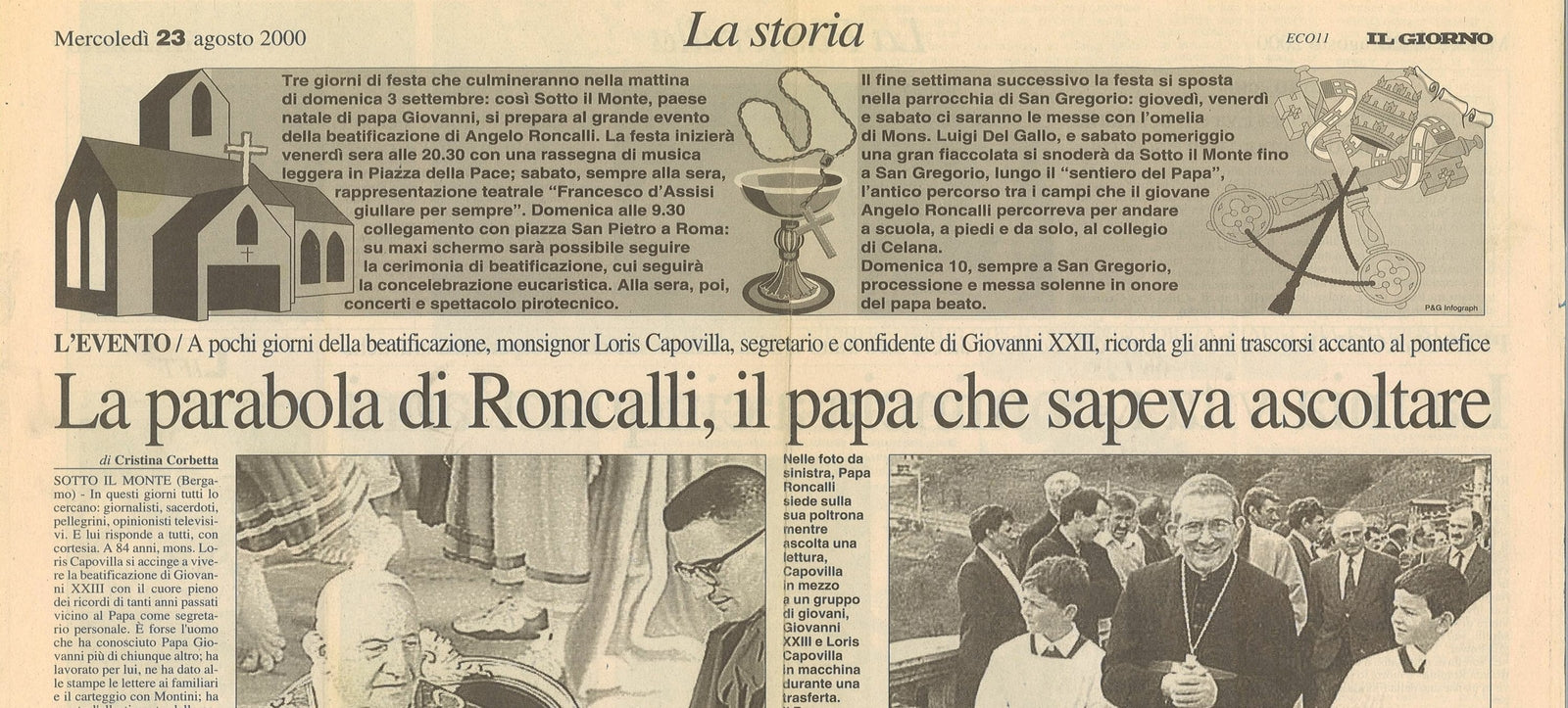LA PARABOLA DI RONCALLI IL PAPA CHE SAPEVA ASCOLTARE-CLIPPING-RITAGLIO GIORNALE