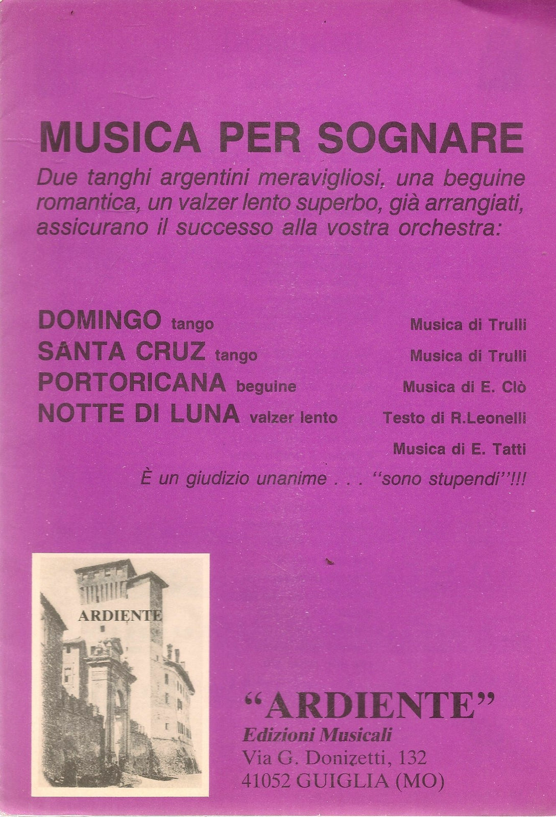 DOMINGO-SANTA CRUZ-PORTORICANA-NORTTE DI LUNA - SPARTITO-SHEET MUSIC