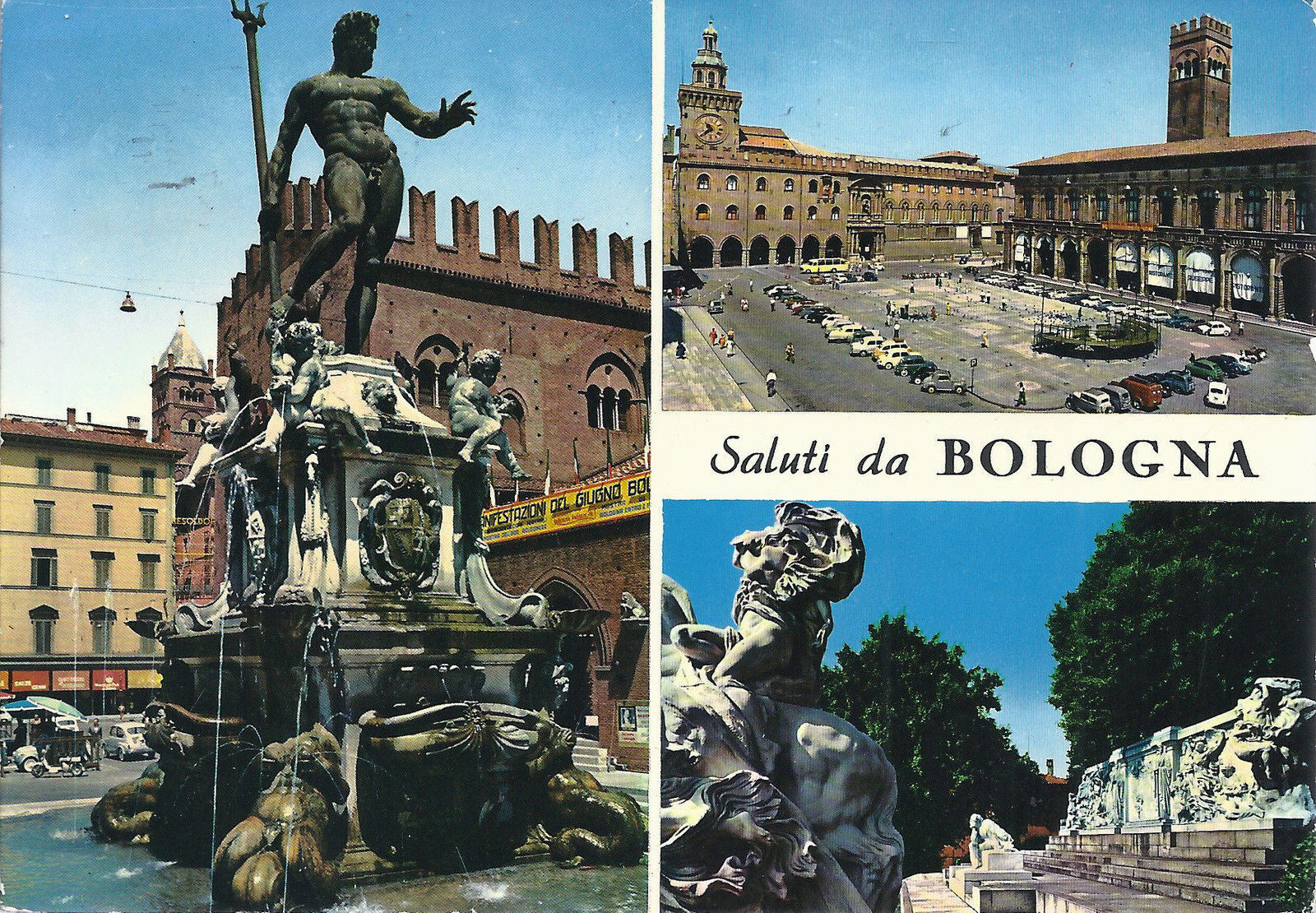 BOLOGNA - VEDUTE - IL NETTUNO - PIAZZA GRANDE - MONUMENTO A CARDUCCI - 1970 - FG