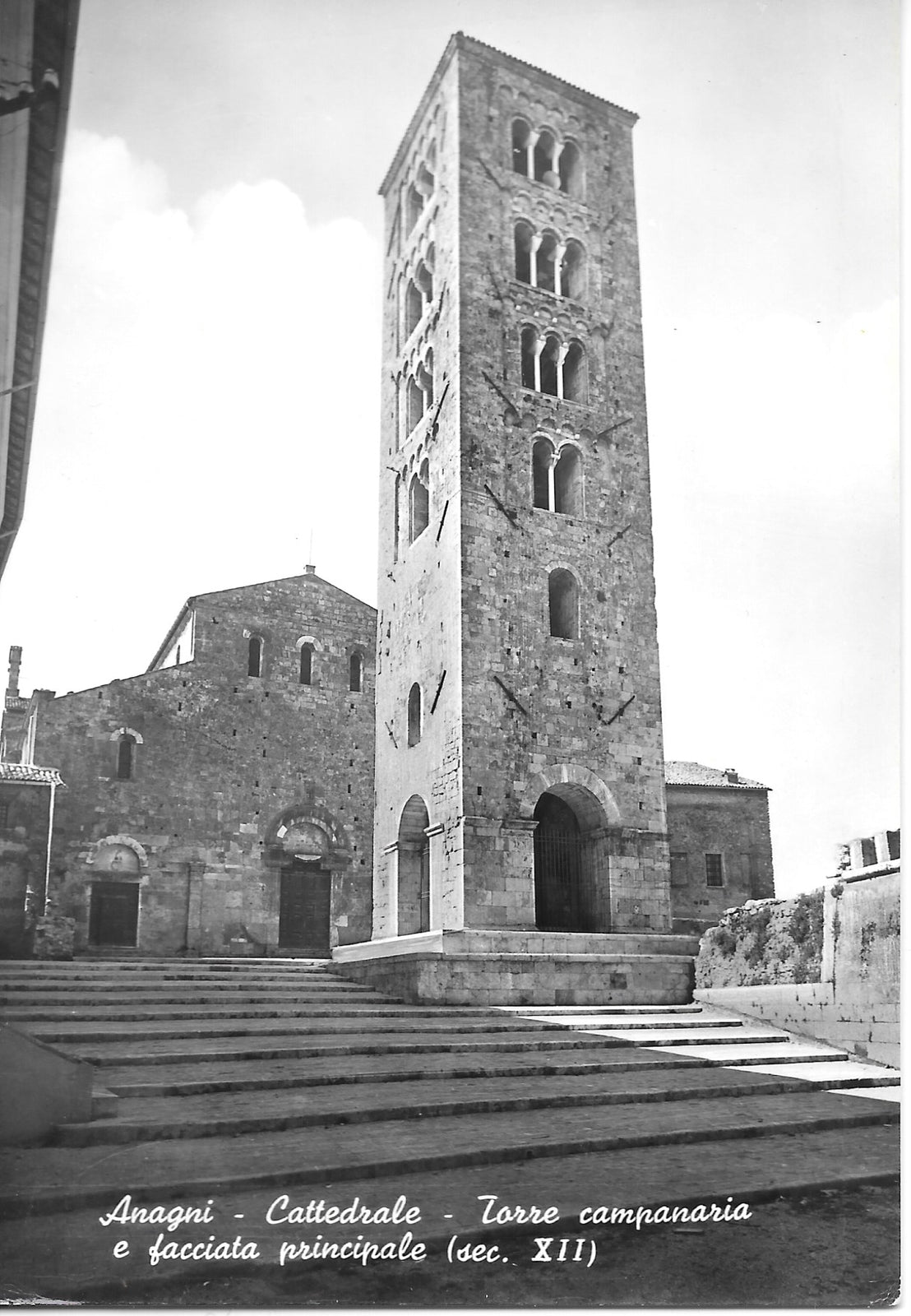 ANAGNI - CATTEDRALE - TPRRE CAMPANARIA E FACCIATA PRINCIPALE - NV